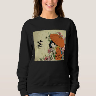 Sweatshirt Cherry Blossom Japanese Geisha Girl