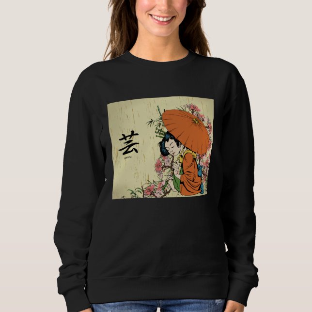 Sweatshirt Cherry Blossom Japanese Geisha Girl (Devant)