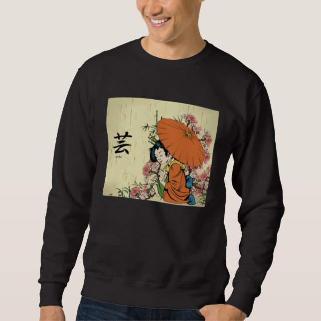 Sweatshirt Cherry Blossom Japanese Geisha Girl (Devant)