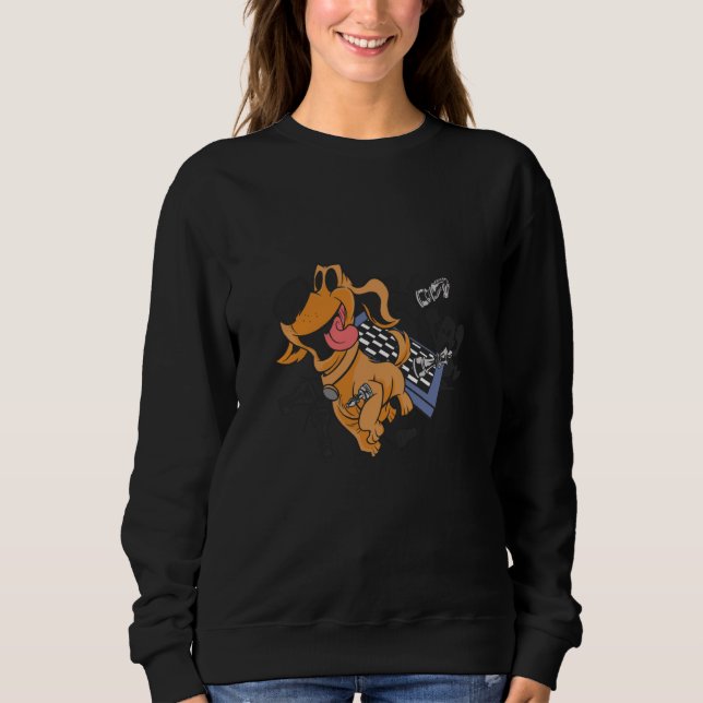 Sweatshirt chess board king game queen dog (Devant)