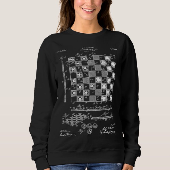 Sweatshirt Chess field blueprint invention description techni (Devant)