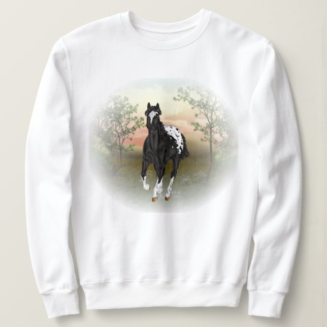 Sweatshirt Cheval Appaloosa Noir (Design devant)