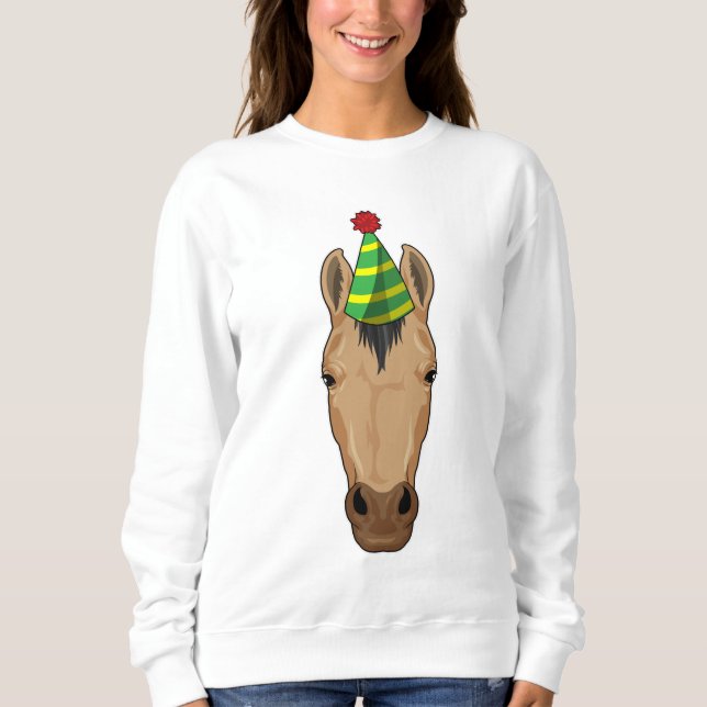 Sweatshirt Cheval avec casquette de fête (Devant)