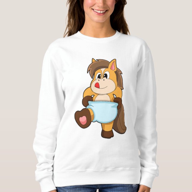 Sweatshirt Cheval comme bébé avec couche (Devant)