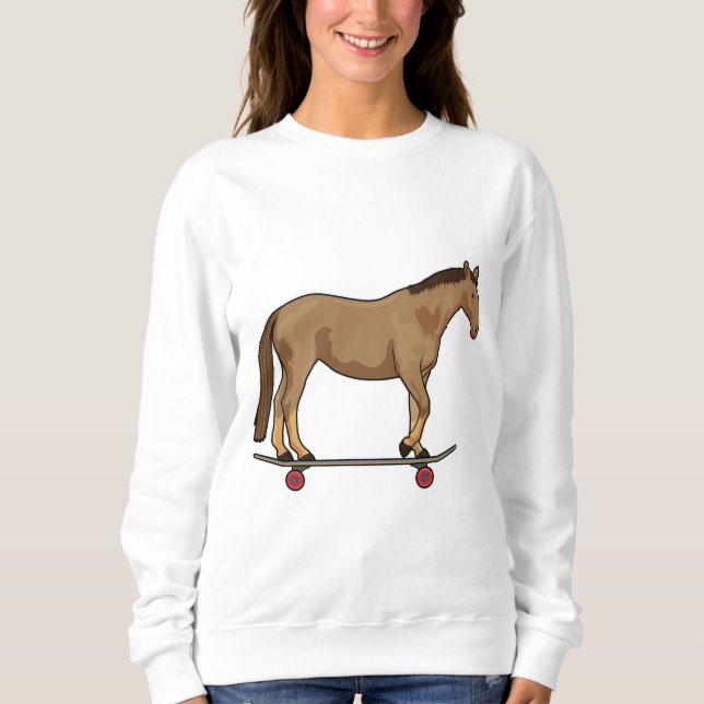 Sweatshirt Cheval comme patineur sur skateboard (Devant)