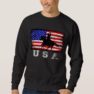 Sweatshirt Cheval Drapeau Américain en détresse 5