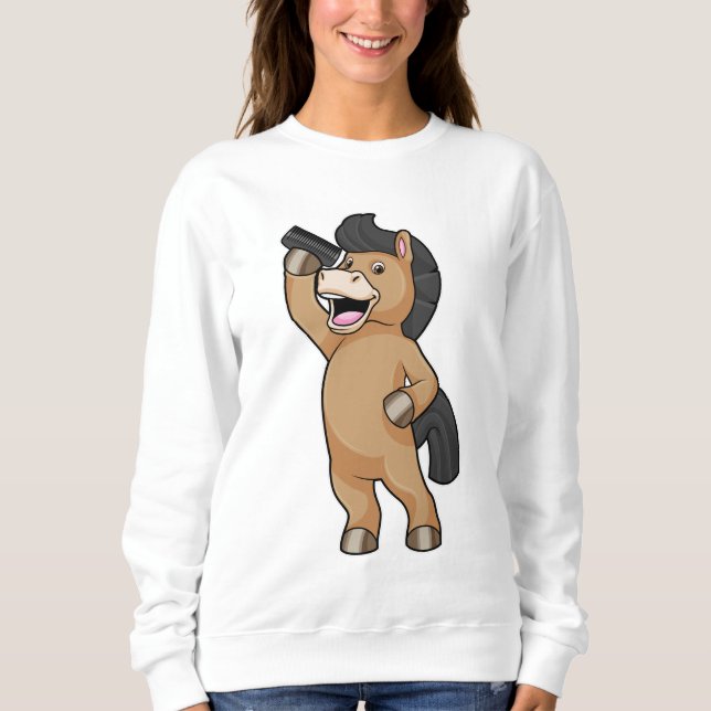 Sweatshirt Cheval en coiffeur avec peigne (Devant)