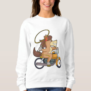 Sweatshirt Cheval en Cowboy avec Lasso & Motorcycle