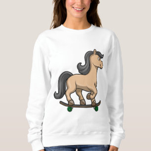 Sweatshirt Cheval en Patinage avec Skateboard
