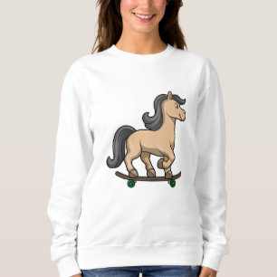 Sweatshirt Cheval en Patinage avec Skateboard