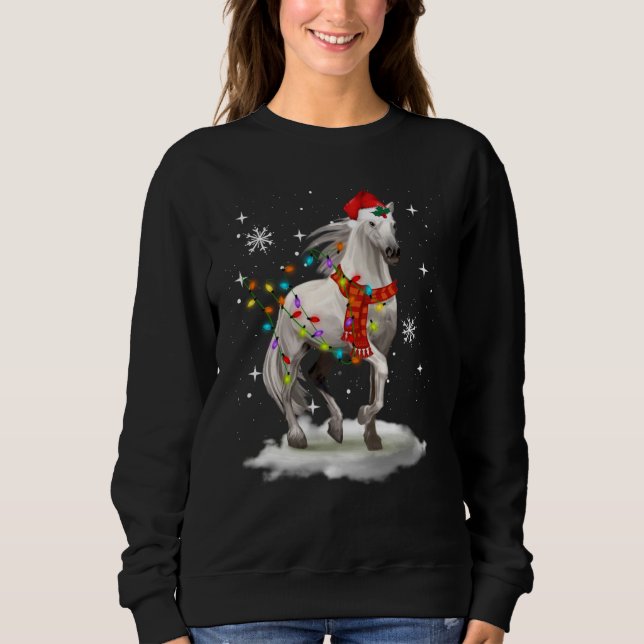 Sweatshirt Cheval lumières de Noël drôle (Devant)