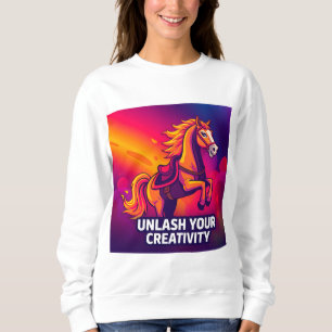 Sweatshirt Cheval Majestueux avec Art Numérique Inspirant