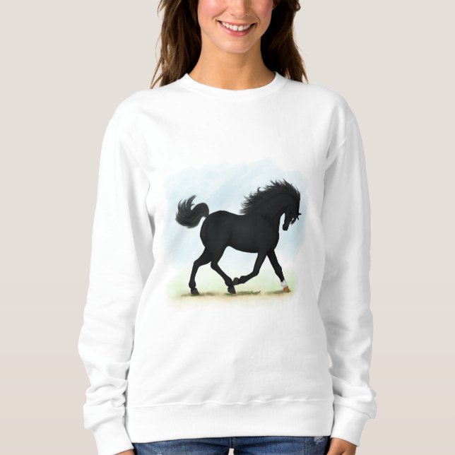 Sweatshirt Cheval noir avec étoile et soc (Beauté noire) (Devant)