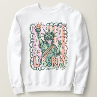 Sweatshirt Chewing-gum patriotique drôle de la statue de la L