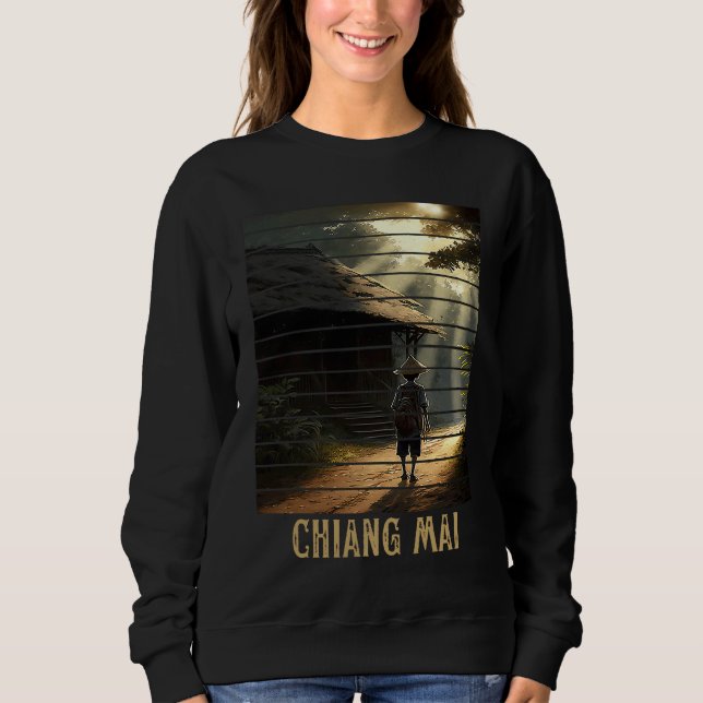 Sweatshirt Chiang Mai Thailand, Backpacking and Digital Nomad (Devant)