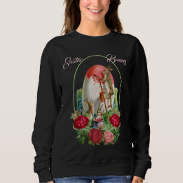 Sweatshirt Chic Aquarelle Florale Rose Wreath Lapin de Pâques