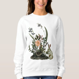 Sweatshirt Chic Aquarelle Oiseau Verdure Floral Lapin de Pâqu