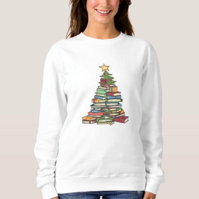 Sweatshirt Chic Bookish Christmas Tree Sweater délice (Devant)