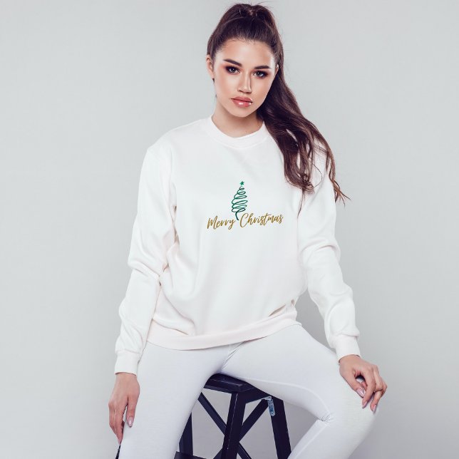 Sweatshirt Chic et élégant sapin de Noël vert Joyeux Noël (Créateur téléchargé)