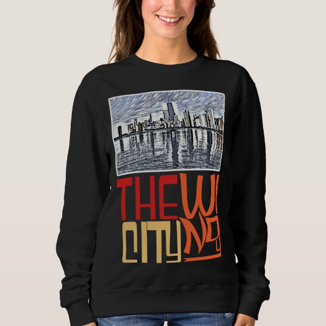 Sweatshirt Chicago City Skyline  Chicago Skyline Silhouette (Devant)