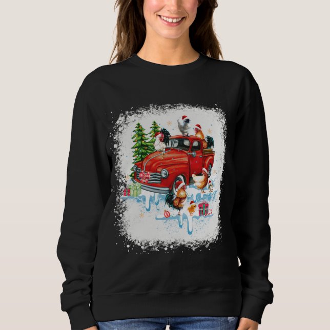 Sweatshirt Chicken équitation Camion Rouge Funny Joyeux Noël  (Devant)