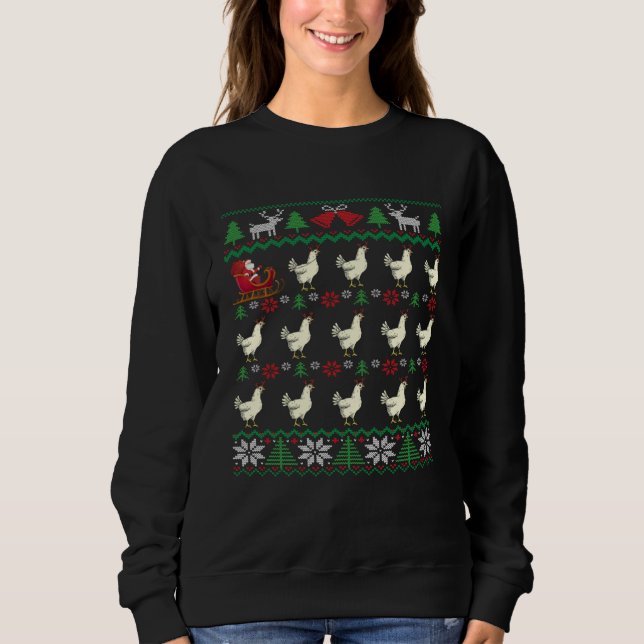 Sweatshirt Chickens pull Santa s sleigh Chicken (Devant)