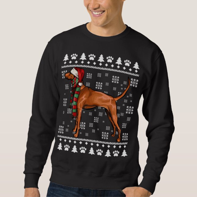Sweatshirt Chien à dos rouge Santa Hat Xmas laid Christa (Devant)