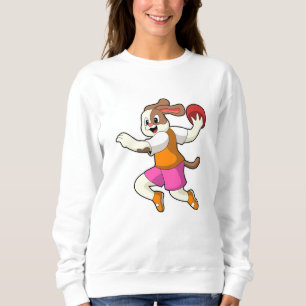 Sweatshirt Chien à Handball joueur avec Handball
