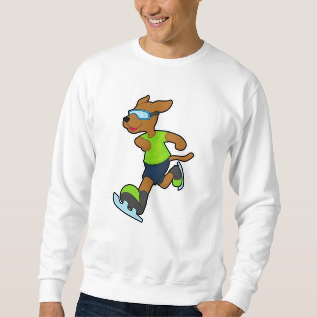 Sweatshirt Chien à Patinage sur glace avec lunettes (Devant)