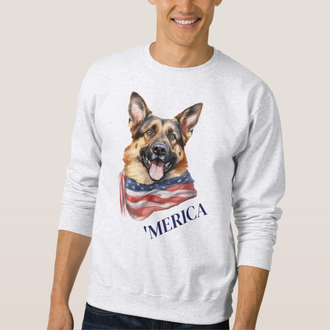 Sweatshirt Chien allemand Patriotique États-Unis 'Merica Drap (Devant)