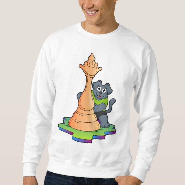 Sweatshirt Chien aux échecs avec pièce d'échecs Queen (Devant)