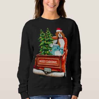 Sweatshirt Chien beagle équitation Camion Rouge Noël