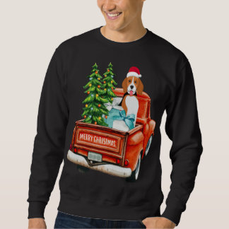 Sweatshirt Chien beagle équitation Camion Rouge Noël