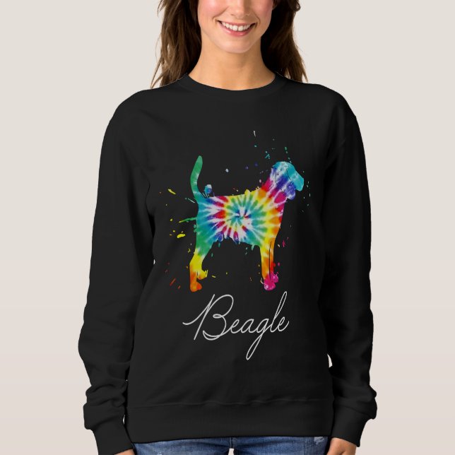 Sweatshirt Chien beagle Tie Dye Rainbow Chien Maman Aimer r (Devant)