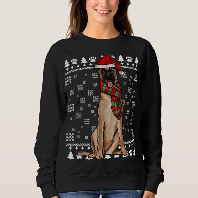 Sweatshirt Chien belge de Malinoi Santa Hat Noël laid (Devant)