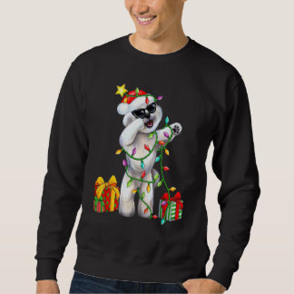 Sweatshirt Chien Bichon Frise Chapeau de Père Noël Lumières d