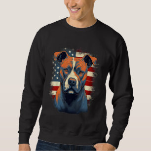 Sweatshirt Chien Bouledogue Staffordshire Drapeau américain 1