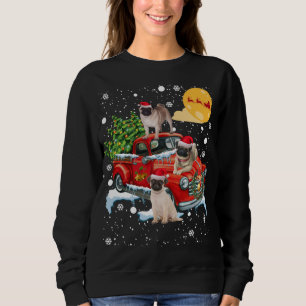 Sweatshirt Chien Carlin de Noël avec Camion Rouge Vintage Fun