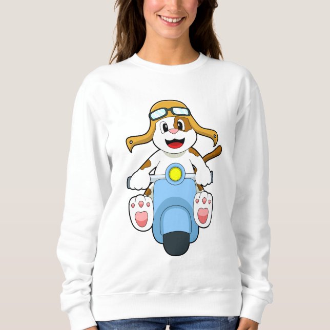 Sweatshirt Chien comme Biker avec Scooter.PNG (Devant)