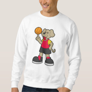 Sweatshirt Chien comme joueur de basket-ball avec basket-ball