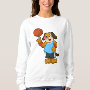 Sweatshirt Chien comme joueur de basket-ball avec basket-ball
