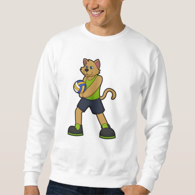 Sweatshirt Chien comme joueur de volleyball avec volleyball (Devant)