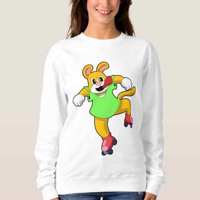 Sweatshirt Chien comme Patineur en ligne avec Patins en ligne (Devant)
