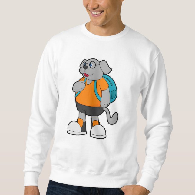 Sweatshirt Chien comme randonneur avec sac à dos (Devant)
