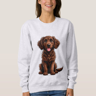 Sweatshirt Chien Curly Coated Retriever Cartoon Heureux Qui S
