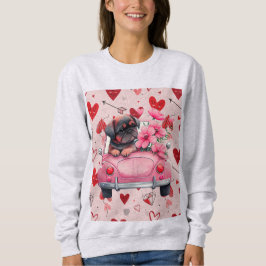 Sweatshirt Chien dans une voiture avec le coeur