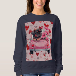 Sweatshirt Chien dans une voiture avec le coeur