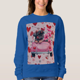 Sweatshirt Chien dans une voiture avec le coeur