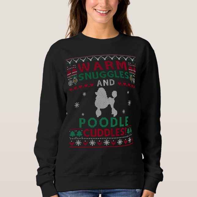 Sweatshirt Chien de caniche de Noël style sucré moche (Devant)