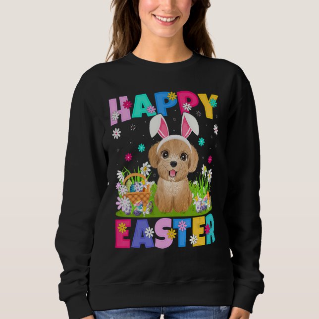 Sweatshirt Chien de caniche Joyeux lapin de Pâques Poodle de  (Devant)